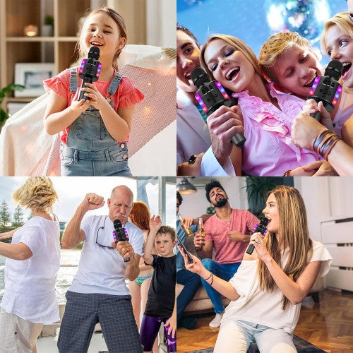 BONAOK Bluetooth Wireless Karaoke Microphone, 4-in1 Portable Handheld Mic with LED Lights, Karaoke Player for Kids, Adults BONAOK Bluetooth Wireless Karaoke Microphone, 4-in1 Portable Handheld Mic with LED Lights, Karaoke Player for Kids, Adults